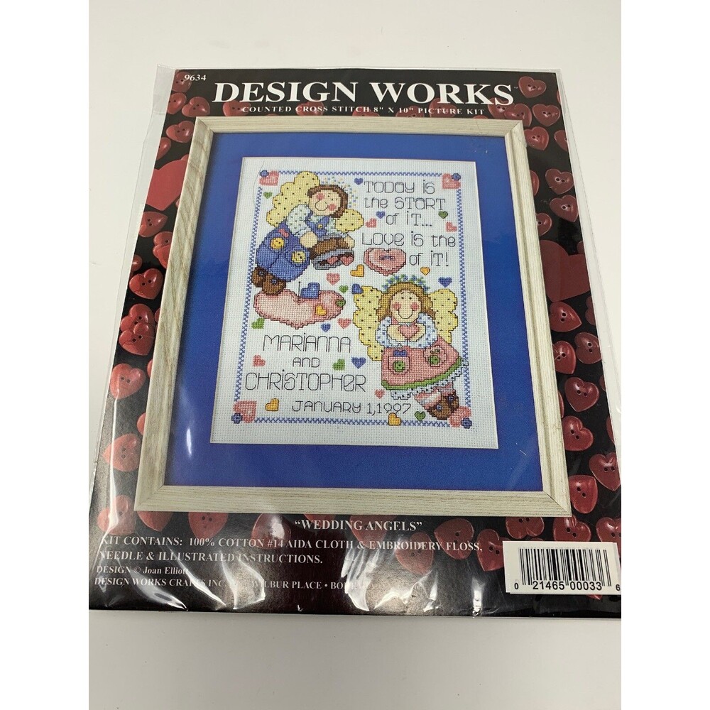 Personalized Design Works Wedding Angels Counted Cross Stitch Kit #9634 8" x 10"
